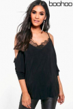 Boohoo Maternity Cold Shoulder Lace Detail Top