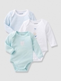 Vertbaudet - Baby's Pack of 3 Organic Collection Long-Sleeved Bodysuits