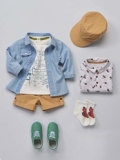 Vertbaudet - The full Outfit - Shirt, jumper, jeans, cardigan and shoes