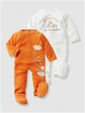 Vertbaudet - Pack of 2 Baby's Velour Sleepsuits with Removable Feet