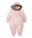 Mothercare - Girls Pink Quilted Snowsuit