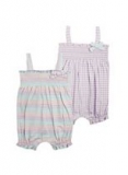 Boots - Mini Club Baby Girls 2 Pack Gingham and Striped Rompers