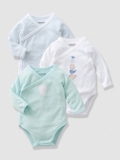 Vertbaudet - Boys Baby Long-Sleeved Bodysuits with Front Opening, button at front