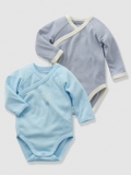 Vertbaudet - Boys Blue Baby Vests Bodysuits, Front Opening