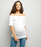 Maternity White Jersey Bardot Neck Top