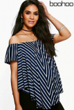 Boohoo Maternity Off Shoulder Stripe Top