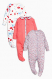 Red/Blue Poppy Print Sleepsuits Three Pack