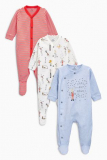 Blue/Ecru Circus Sleepsuits Three Pack - Blue/Ecru Circus Sleepsuits Three Pack