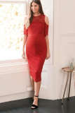Next Red Maternity Lace Bodycon Dress - Next Red Maternity Lace Bodycon Dress