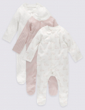 3 Pack Pure Cotton Sleepsuits