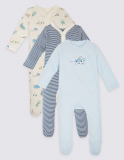 3 Pack Pure Cotton Sleepsuits