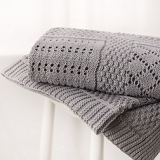 The White Company - The White Company Knitted Patchwork Baby Blanket Grey