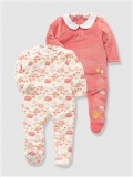 Vertbaudet - Pack of 2 Baby's Velour Sleepsuits