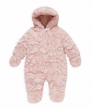 Mothercare - Girls Pink Fluffy Wadded Snowsuit