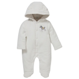 John Lewis - John Lewis Baby Velour Wadded Horse Pramsuit, White