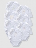 Vertbaudet - 7 White Unisex Multi-pack Baby Bodysuits