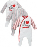 Mothercare - Unisex Mothercare I Love Mummy and Daddy Sleepsuits